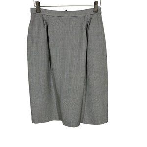 Vintage 90s Back White Micro Houndstooth Straight Above Knee Skirt Medium